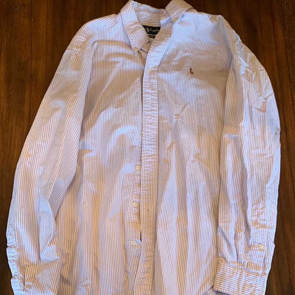 Ralph Lauren blue and white stripe shirt
